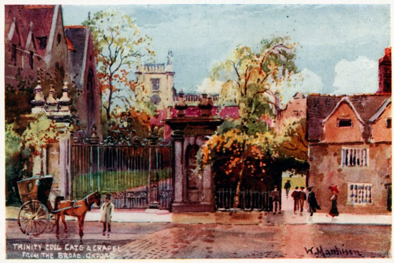 Trinity College, cancello e cappella, dalla Broad St da William Matthison