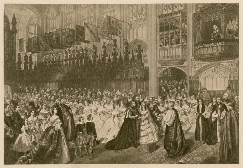 Matrimonio del Principe di Galles e della Principessa Alessandra di Danimarca, Cappella di San Giorgio, Castello di Windsor da William Powell (after) Frith