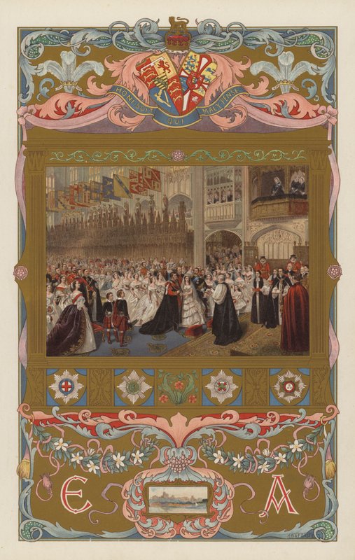 Il matrimonio del futuro re Edoardo VII e della regina Alessandra, nella Cappella di San Giorgio, Windsor, il 10 marzo 1863 da William Powell (after) Frith