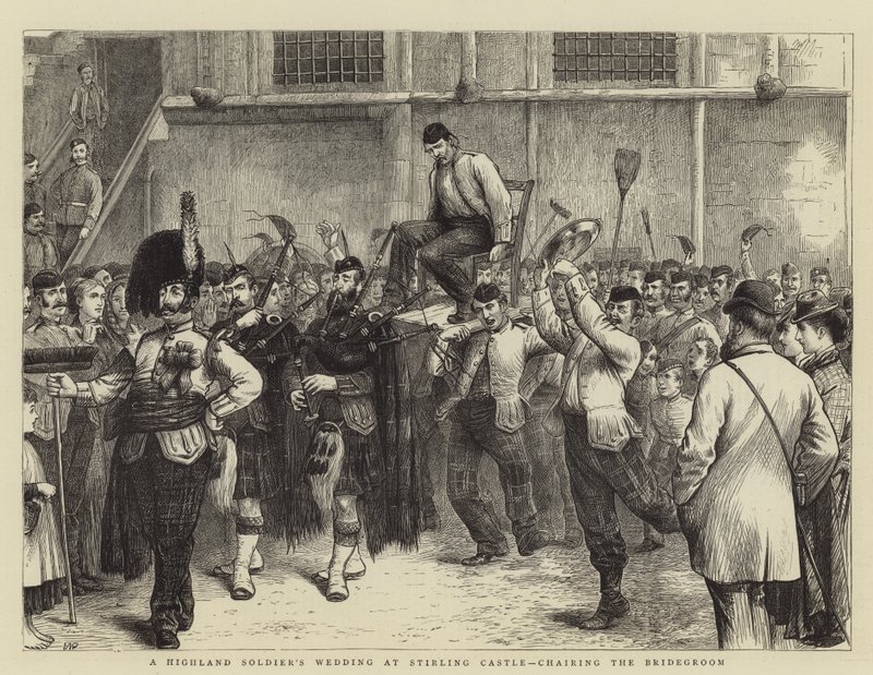 Il matrimonio di un soldato delle Highlands al castello di Stirling, portando in trionfo lo sposo da William Ralston