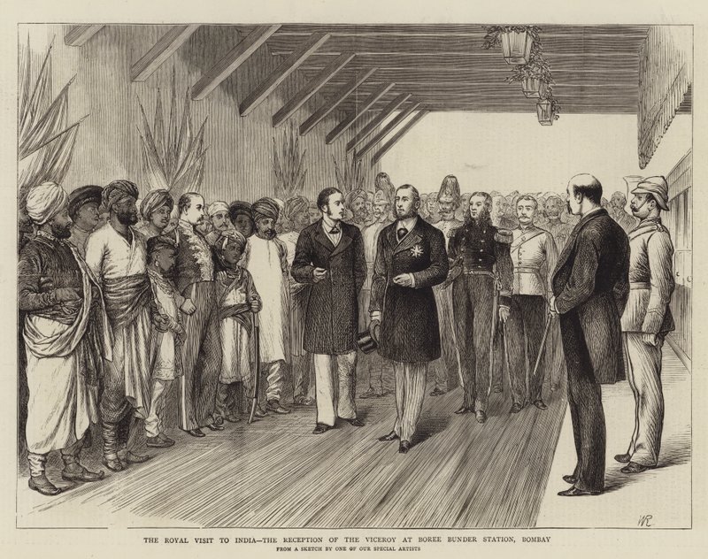 La visita reale in India, la ricezione del viceré alla stazione di Boree Bunder, Bombay da William Ralston