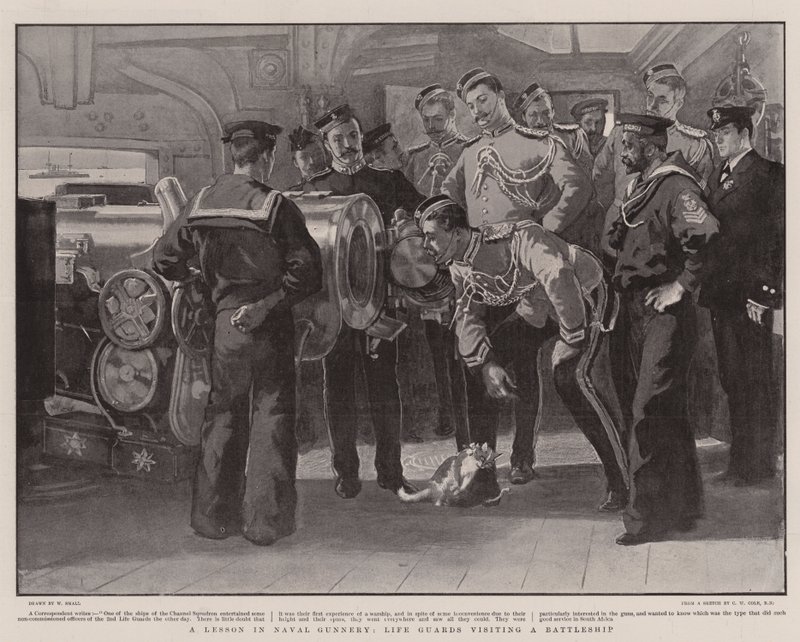 Una lezione di artiglieria navale, le Guardie della Vita visitano una nave da guerra da William Small