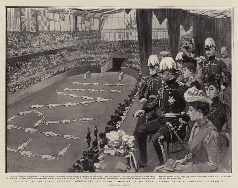 Il Re al Torneo Militare Reale, osservando una dimostrazione da parte degli istruttori sergenti della palestra di Aldershot da William T. Maud