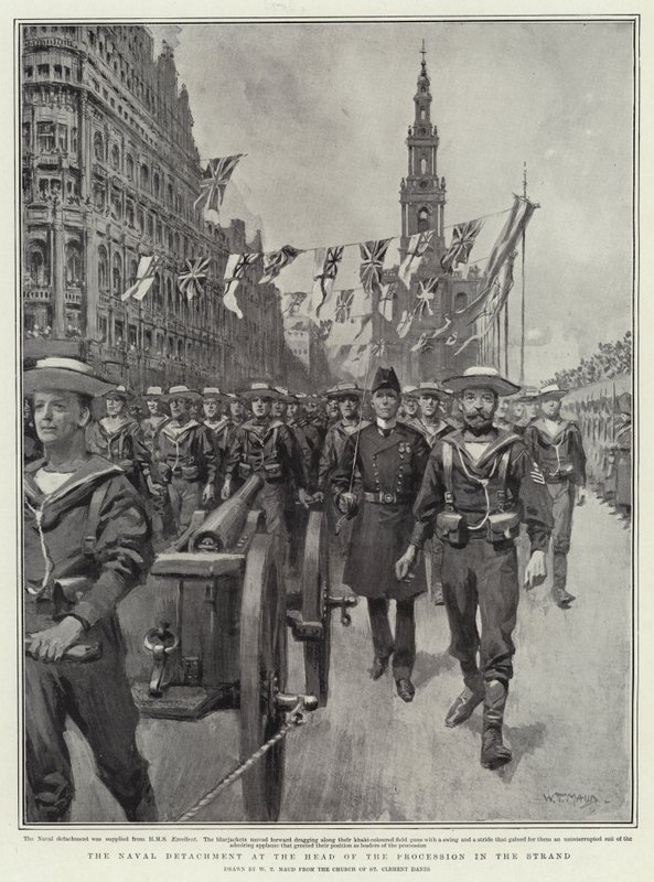 Il distaccamento navale alla testa della processione nello Strand da William T. Maud