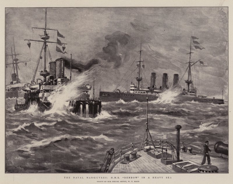 Le manovre navali, H M S Benbow in mare agitato da William T. Maud