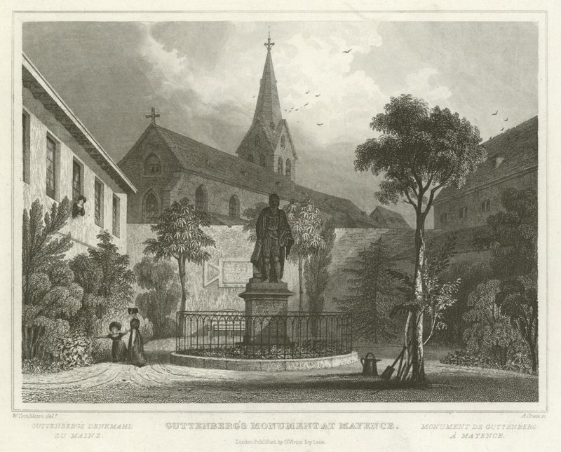 Monumento di Guttenberg a Magonza da William Tombleson