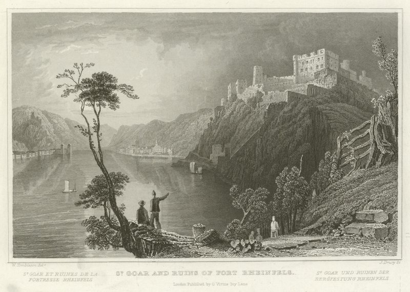 San Goar e le rovine del Forte Rheinfels da William Tombleson