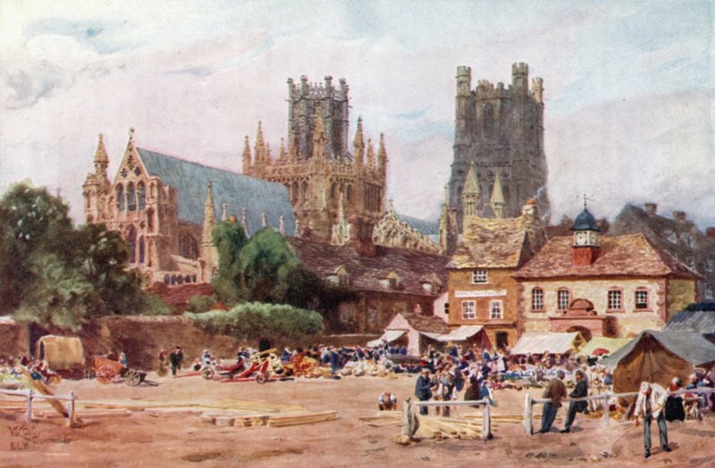 Ely, la piazza del mercato da William Wiehe Collins