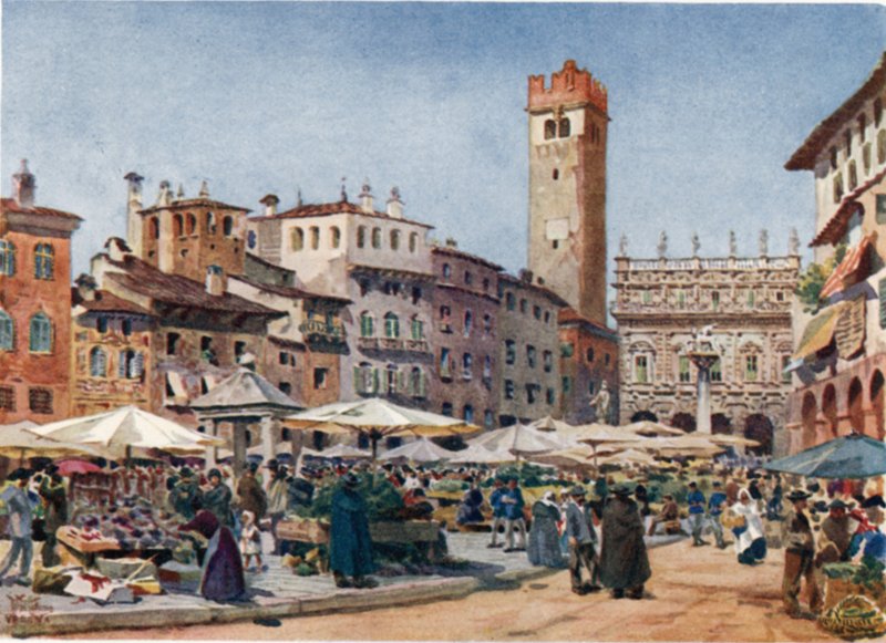 Verona. La Piazza del Mercato da William Wiehe Collins