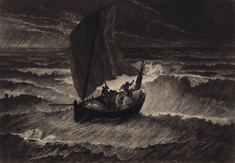 Gesù dorme durante la tempesta da after Albert Robida