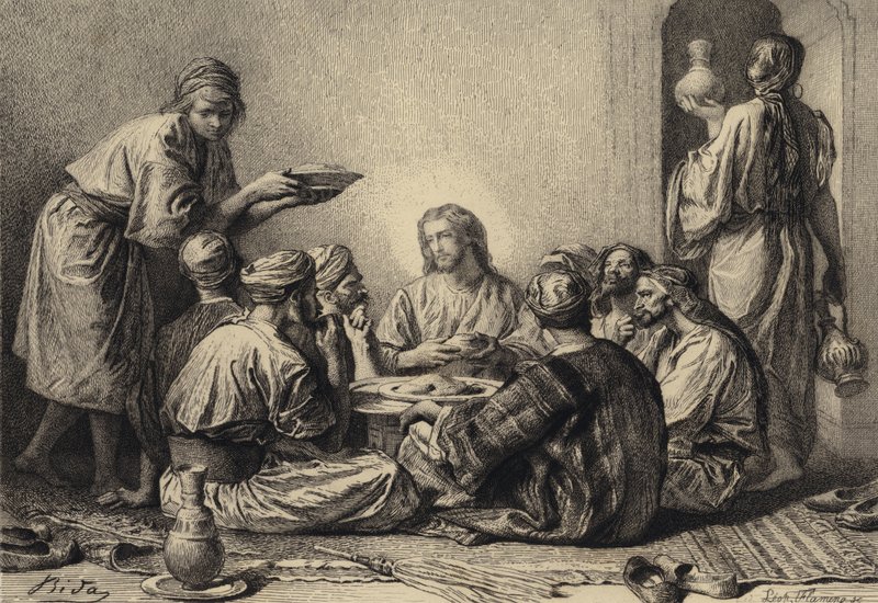 Gesù mangia con pubblicani e peccatori da after Albert Robida