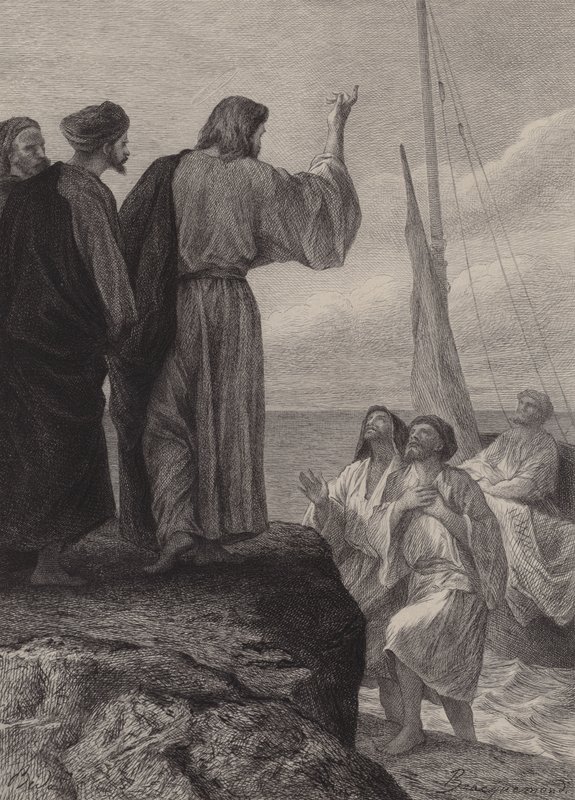 La chiamata di Giacomo e Giovanni da after Albert Robida