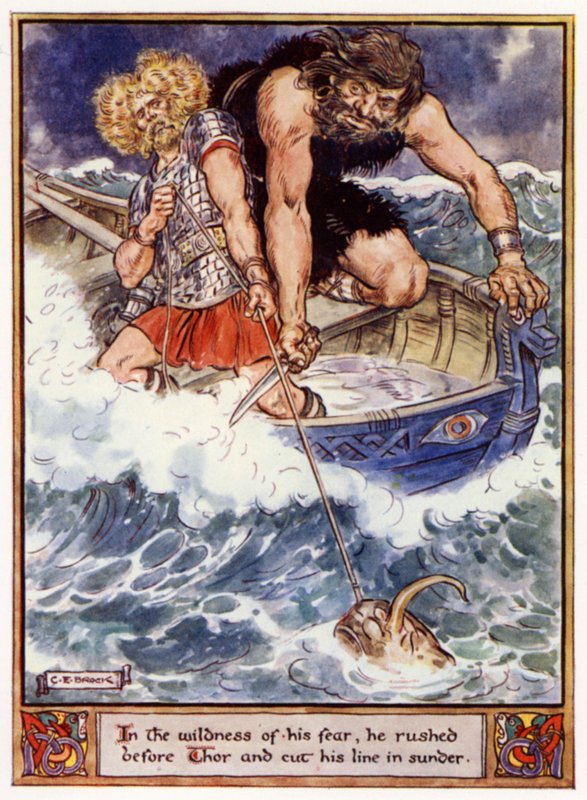 Nella selvatichezza della sua paura, corse davanti a Thor e tagliò la sua linea da after Charles Edmund Brock