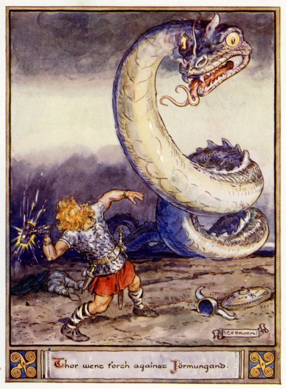 Thor andò contro Jormungand da after Charles Edmund Brock