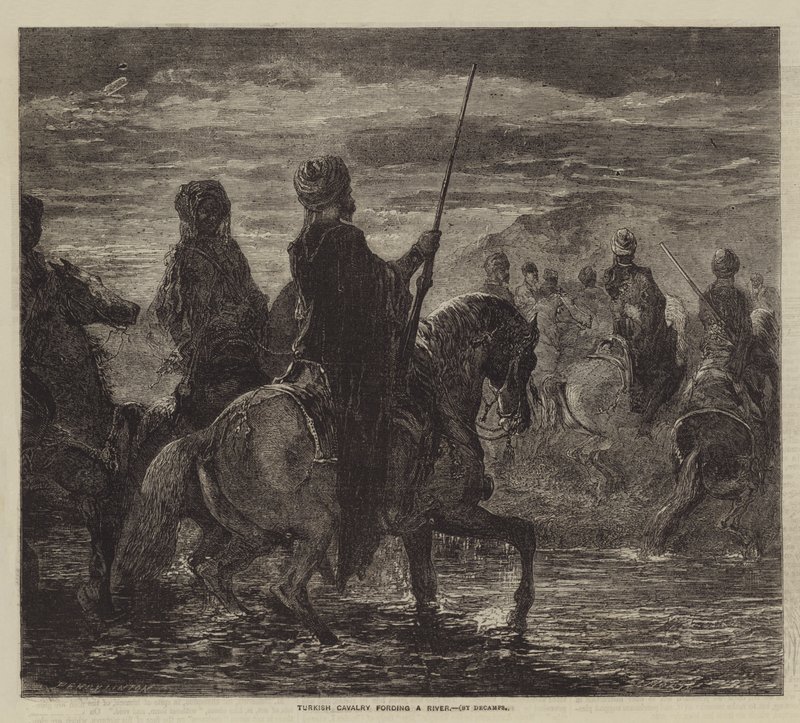 Cavalleria turca che guada un fiume da after Edmond Morin