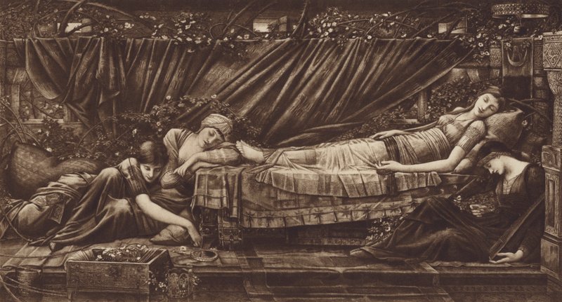 La bella addormentata da after Edward Coley Burne Jones