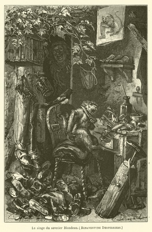 La scimmia del calzolaio Blondeau da after Emile Antoine Bayard