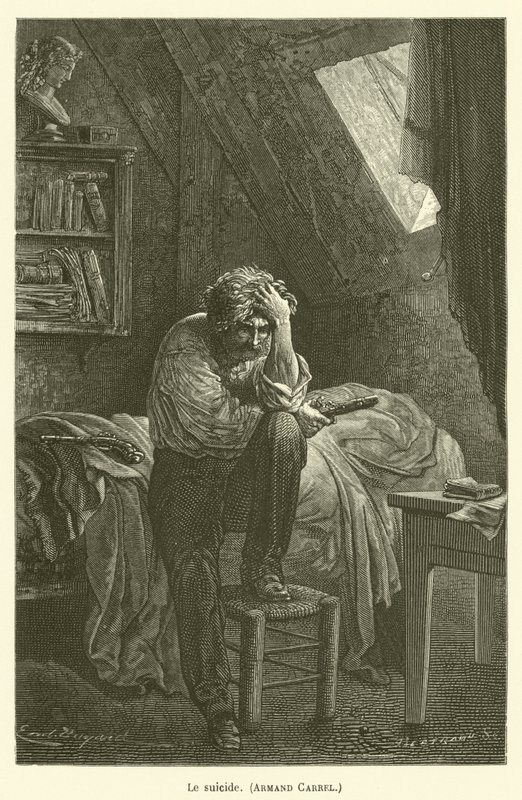 Il suicidio, Armand Carrel da after Emile Antoine Bayard