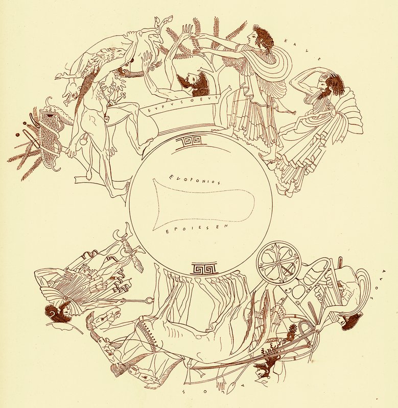 Eracle ed Euristeo, illustrazione da Pitture di vasi greci di J. E. Harrison e D. S. MacColl, pubblicato nel 1894 da after English School