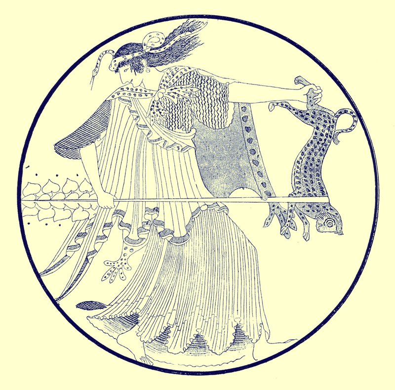 Menade, illustrazione da Pitture di vasi greci di J. E. Harrison e D. S. MacColl, pubblicato nel 1894 da after English School