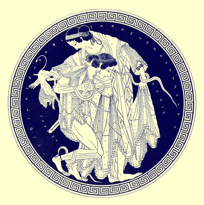 Peleo e Teti, illustrazione da Pitture di vasi greci di J. E. Harrison e D. S. MacColl, pubblicato nel 1894 da after English School