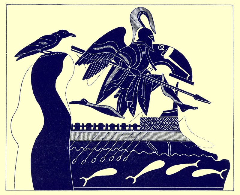Il fantasma di Patroclo, illustrazione da Pitture di vasi greci di J. E. Harrison e D. S. MacColl, pubblicato nel 1894 da after English School