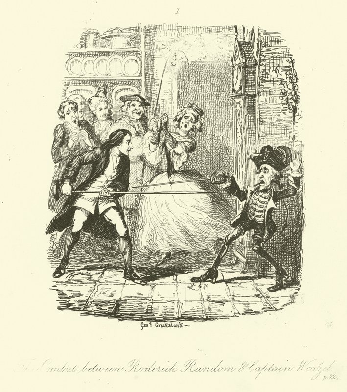 Illustrazione per Roderick Random di Tobias Smollett da after George Cruikshank