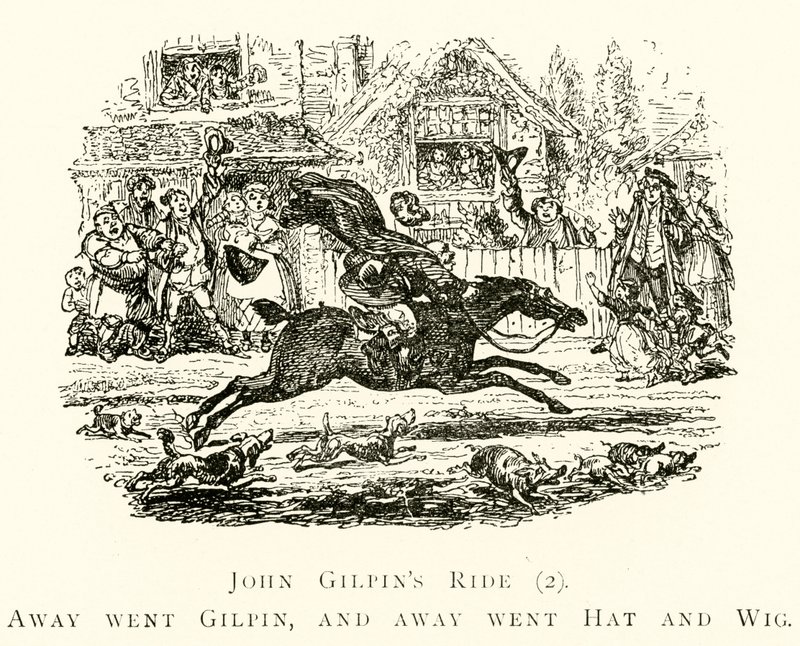 La Corsa di John Gilpin (2), Via andò Gilpin, e via andò Cappello e Parrucca da after George Cruikshank