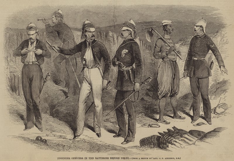 Ufficiali ingegneri nelle batterie davanti a Delhi da after George Francklin Atkinson