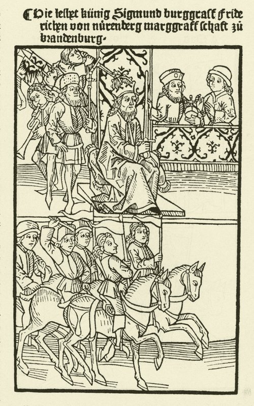 Investitura di Federico I della casa di Hohenzollern come Margravio di Brandeburgo, 1415 da after German School