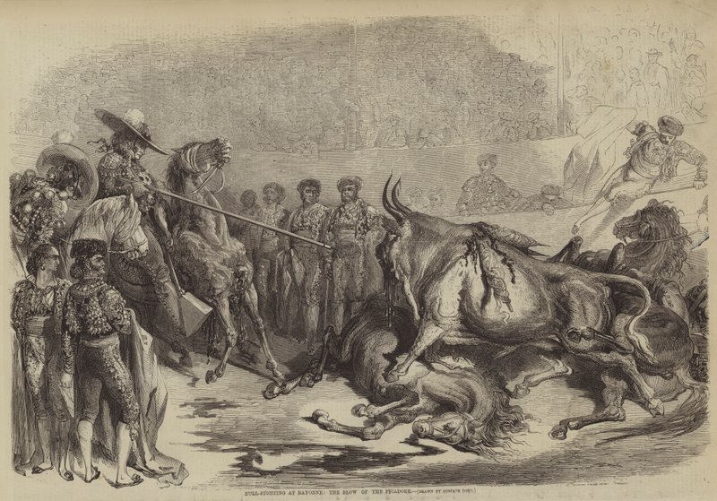 Corrida a Bayonne, il colpo del picador da Gustave after Dore