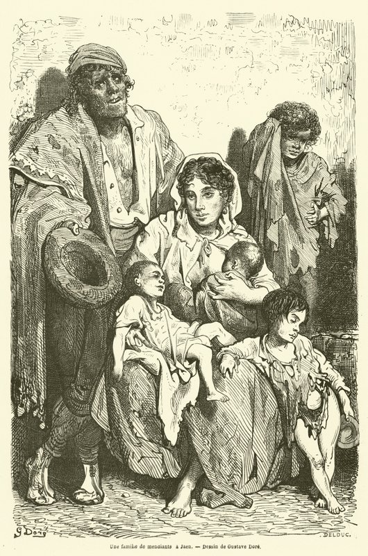 Una famiglia di mendicanti a Jaén da Gustave after Dore