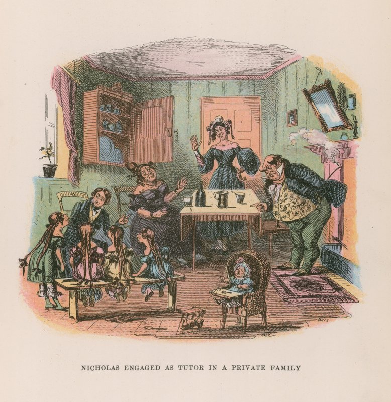 Illustrazione per Nicholas Nickleby (litografia a colori) da after Hablot Knight Browne