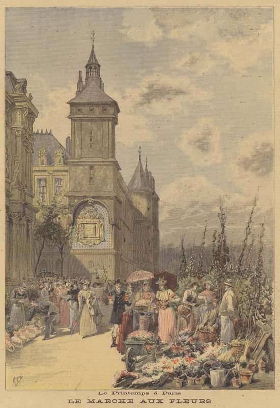 Primavera a Parigi. Il mercato dei fiori da after Henri Meyer