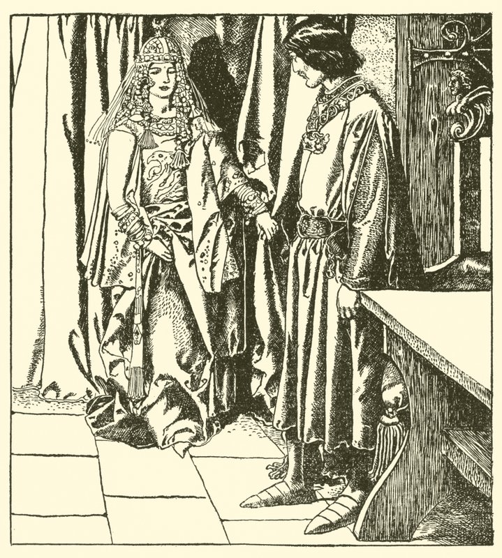 La Regina Morgana appare a Sir Lancillotto da after Howard Pyle