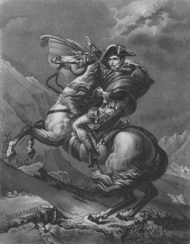Napoleone Bonaparte attraversa le Alpi da after Jacques Louis David