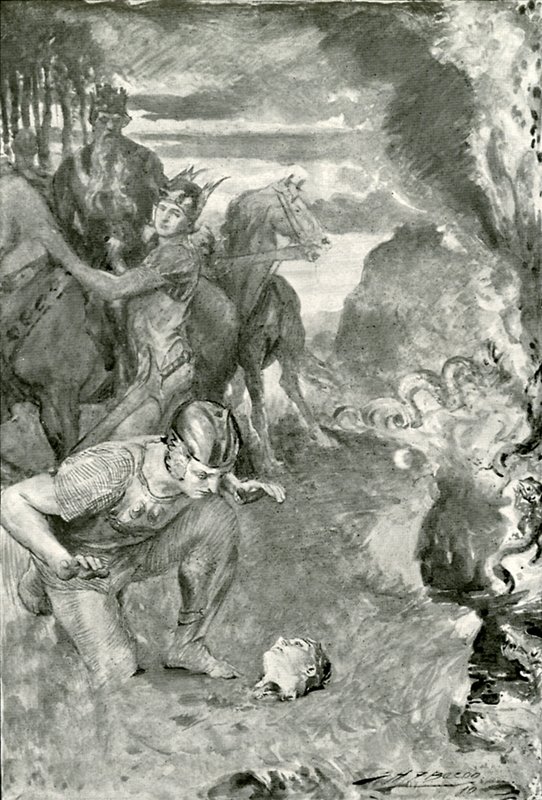 Beowulf trova la testa di Aschere da after John Henry Frederick Bacon