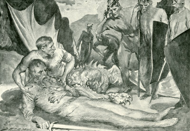 La morte di Beowulf da after John Henry Frederick Bacon