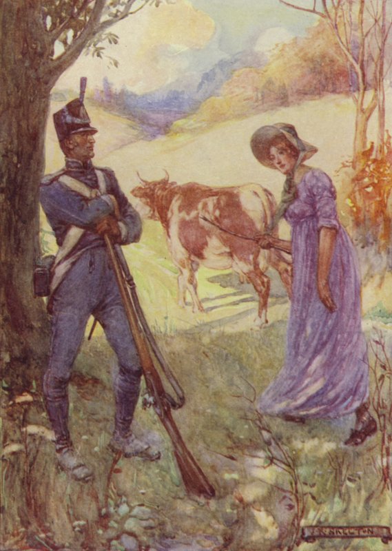 Guidando una mucca davanti a sé, Laura Secord passò le sentinelle americane da after Joseph Ratcliffe Skelton
