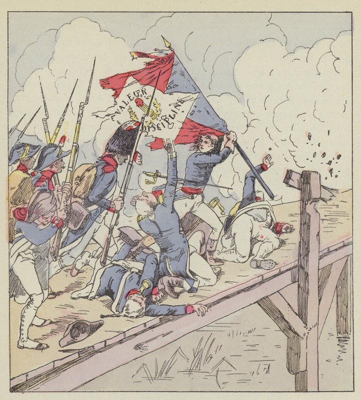 Bonaparte al ponte di Arcole da after Louis Charles Bombled