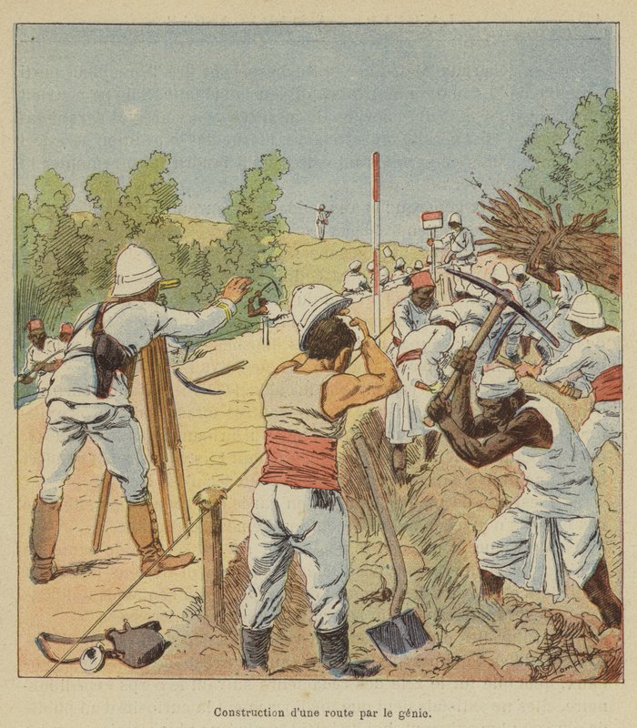 Costruzione di una strada dal genio da after Louis Charles Bombled