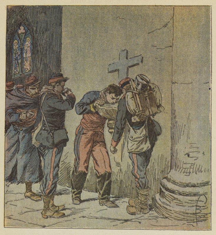 Nella chiesa di Villiers, i prigionieri francesi morenti di sete si dividono il contenuto di un