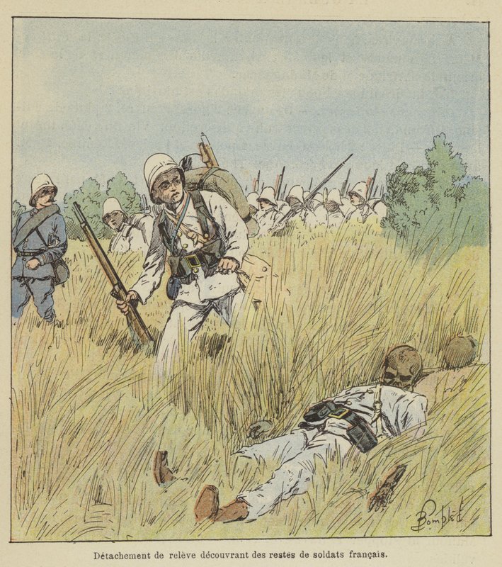 Distaccamento di rilievo che scopre resti di soldati francesi da after Louis Charles Bombled
