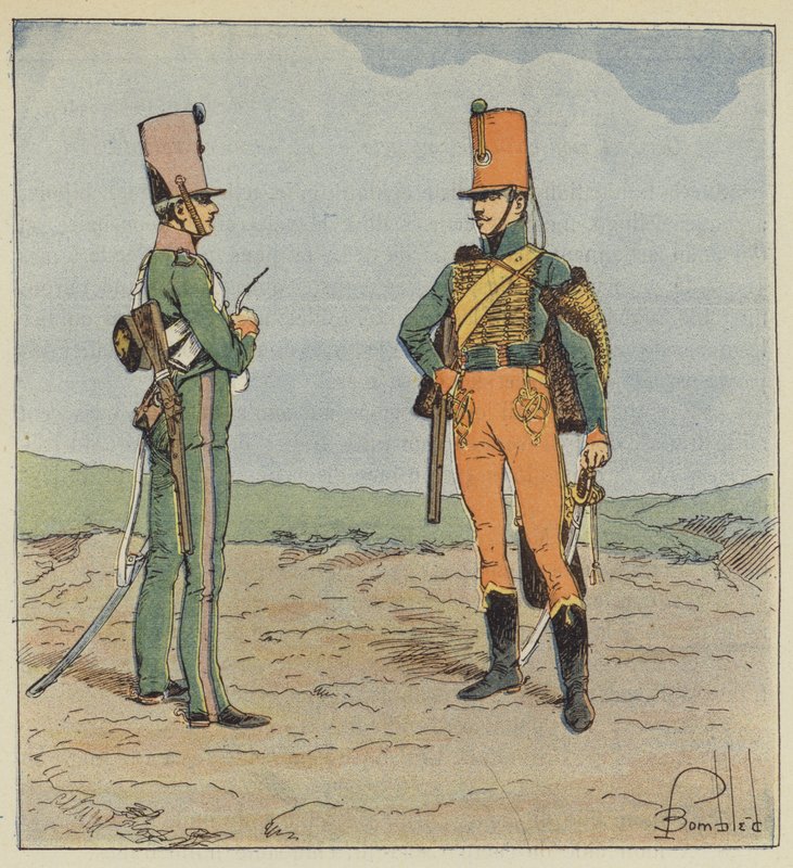 Esploratore e cacciatore a cavallo, Giovane guardia 1813-1815 da after Louis Charles Bombled