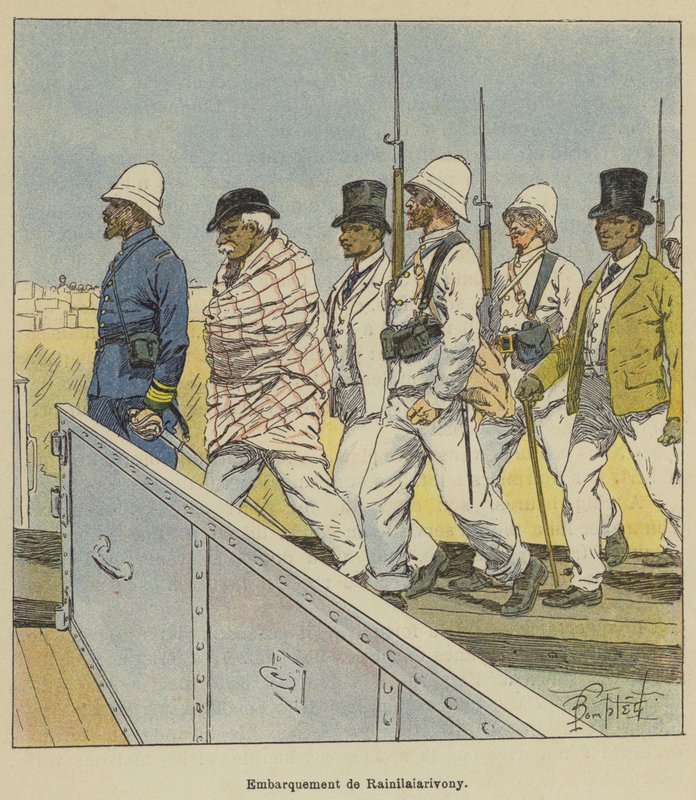 Imbarco di Rainilaiarivony da after Louis Charles Bombled