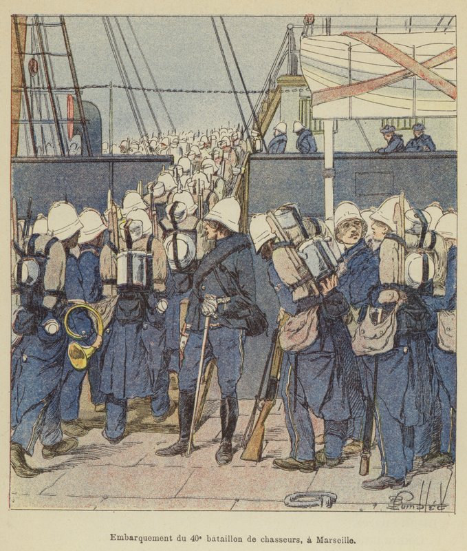 Imbarco del 40º battaglione di cacciatori, a Marsiglia da after Louis Charles Bombled
