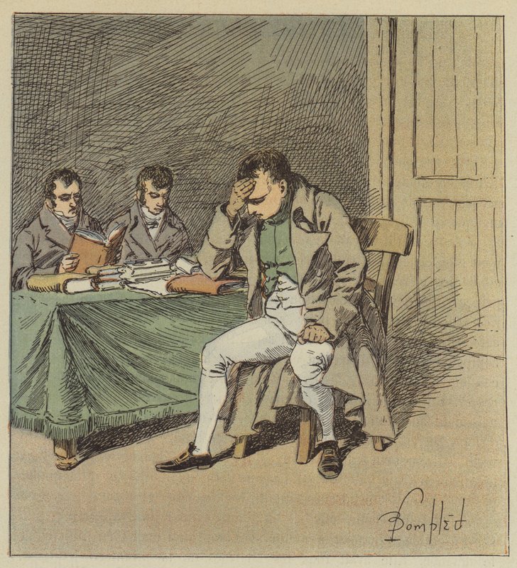 E Napoleone ha mantenuto il silenzio per alcuni istanti, la testa appoggiata su una delle sue mani da after Louis Charles Bombled