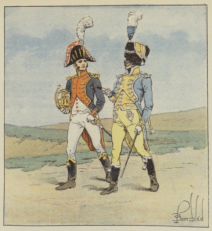 Guardia imperiale, Musicisti del 1° e 2° reggimento di granatieri da after Louis Charles Bombled