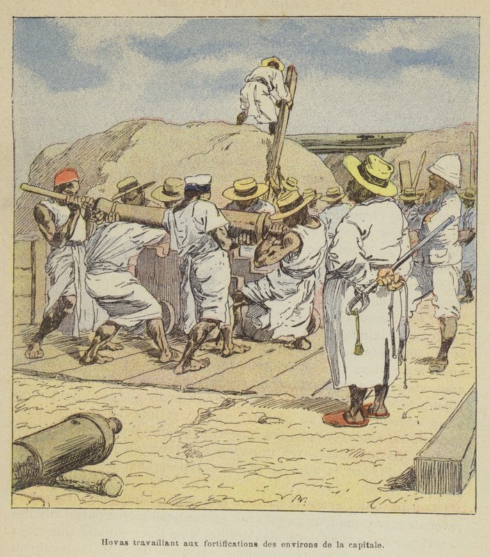 Hova che lavorano alle fortificazioni nei dintorni della capitale da after Louis Charles Bombled