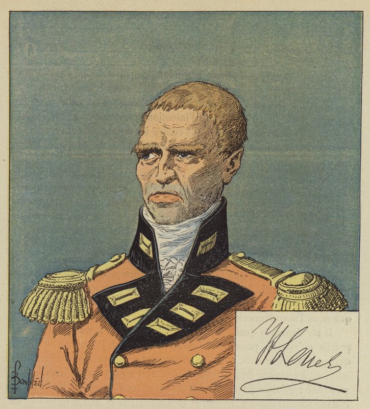 Hudson Lowe secondo un disegno della Biblioteca Nazionale, La firma di Lowe da after Louis Charles Bombled